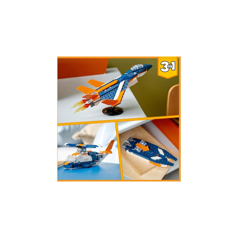 LEGO 31126 Creator 3-in-1 Überschalljet, Konstruktionsspielzeug(Flugzeug, Hubschrauber und Boot)