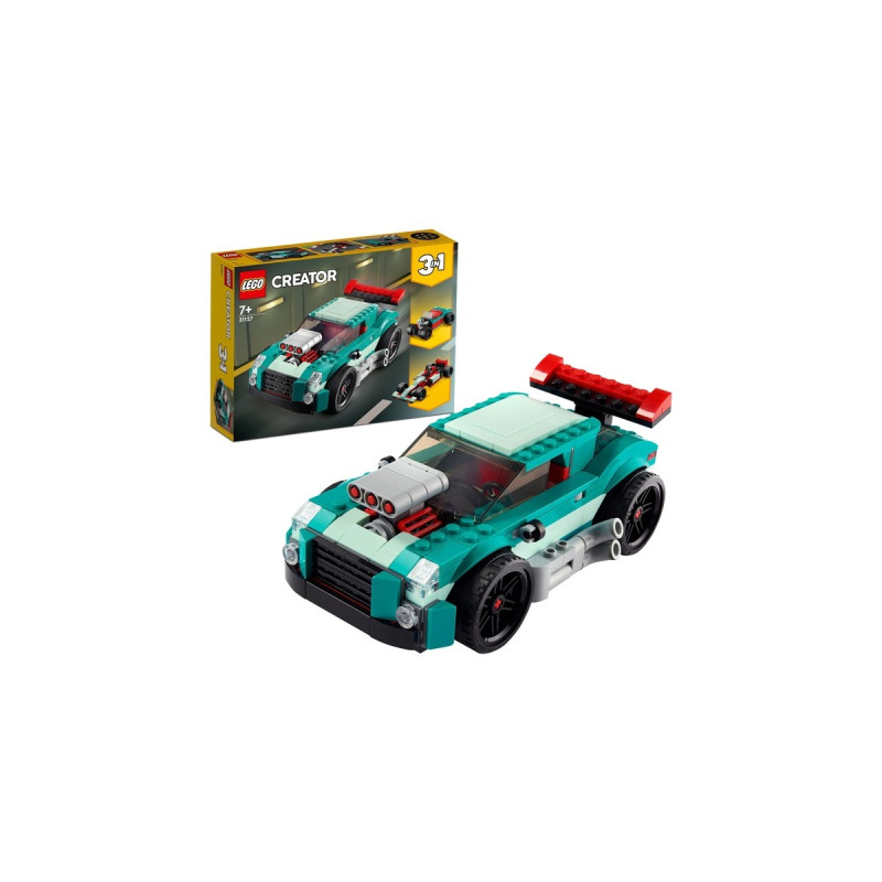 LEGO 31127 Creator 3-in-1 Straßenflitzer, Konstruktionsspielzeug(Rennwagen, Muscle Car und Hot Road)