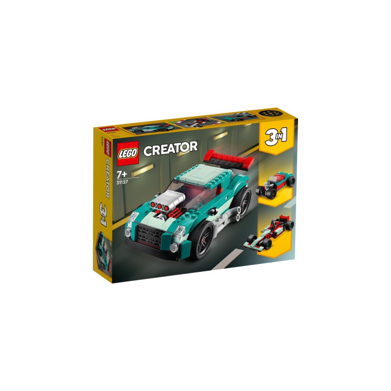 LEGO 31127 Creator 3-in-1 Straßenflitzer, Konstruktionsspielzeug(Rennwagen, Muscle Car und Hot Road)