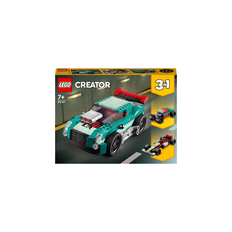 LEGO 31127 Creator 3-in-1 Straßenflitzer, Konstruktionsspielzeug(Rennwagen, Muscle Car und Hot Road)