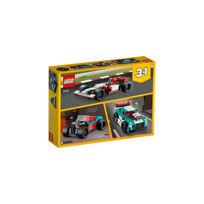 LEGO 31127 Creator 3-in-1 Straßenflitzer, Konstruktionsspielzeug(Rennwagen, Muscle Car und Hot Road)
