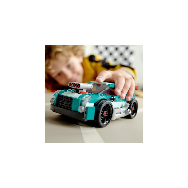 LEGO 31127 Creator 3-in-1 Straßenflitzer, Konstruktionsspielzeug(Rennwagen, Muscle Car und Hot Road)