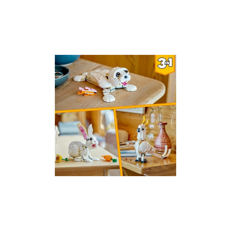 LEGO 31133 Creator 3-in-1 Weißer Hase, Konstruktionsspielzeug