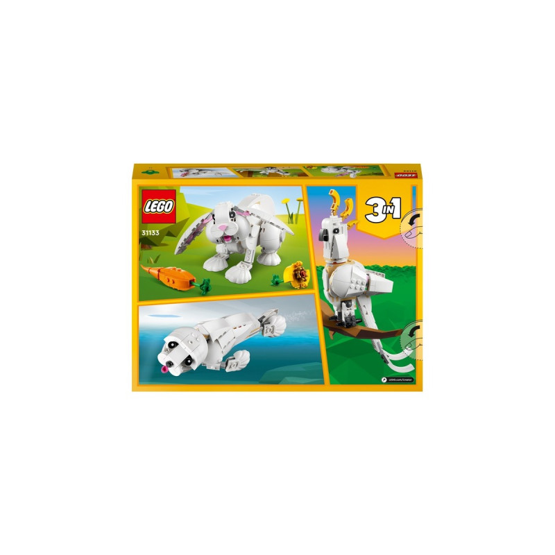 LEGO 31133 Creator 3-in-1 Weißer Hase, Konstruktionsspielzeug