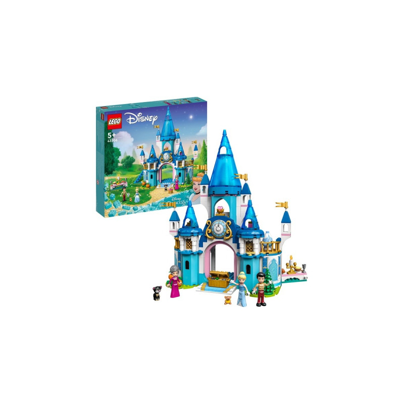 LEGO 43206 Disney Princess Cinderellas Schloss, Konstruktionsspielzeug(Mit 3 Mini-Puppen inkl. Prinzessin Cinderella)