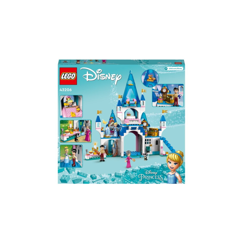 LEGO 43206 Disney Princess Cinderellas Schloss, Konstruktionsspielzeug(Mit 3 Mini-Puppen inkl. Prinzessin Cinderella)