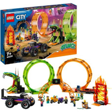 LEGO 60339 City Stuntz Stuntshow-Doppellooping Set, Konstruktionsspielzeug(Inkl. Rampe, Monstertruck, 2x Motorrad und 7 Minifiguren)