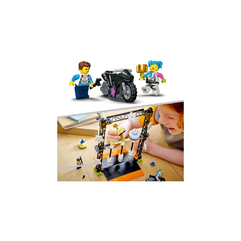 LEGO 60341 City Stuntz Umstoß-Challenge, Konstruktionsspielzeug(Inkl. Motorrad und Stunt Racer Minifigur)