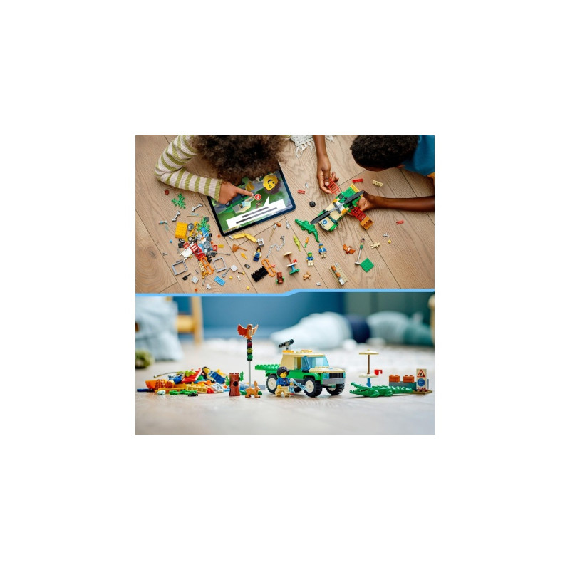 LEGO 60353 City Tierrettungsmissionen, Konstruktionsspielzeug(Interaktives digitales Abenteurspielset mit Pickup, 3 Minifiguren und Tierfiguren)