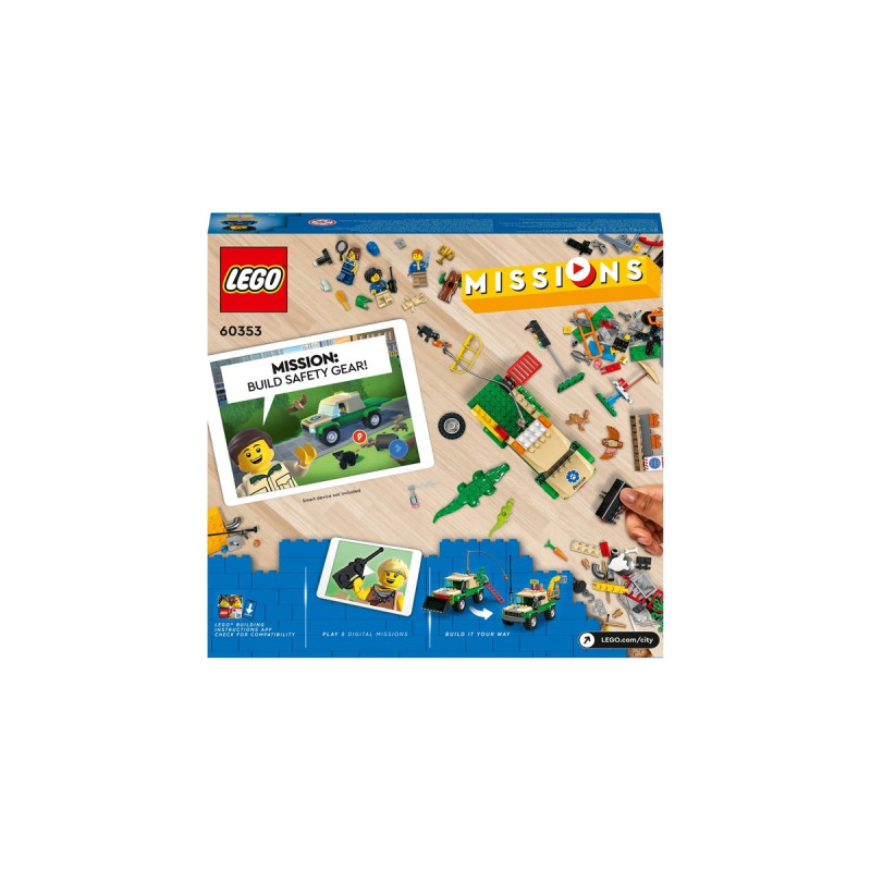 LEGO 60353 City Tierrettungsmissionen, Konstruktionsspielzeug(Interaktives digitales Abenteurspielset mit Pickup, 3 Minifiguren und Tierfiguren)