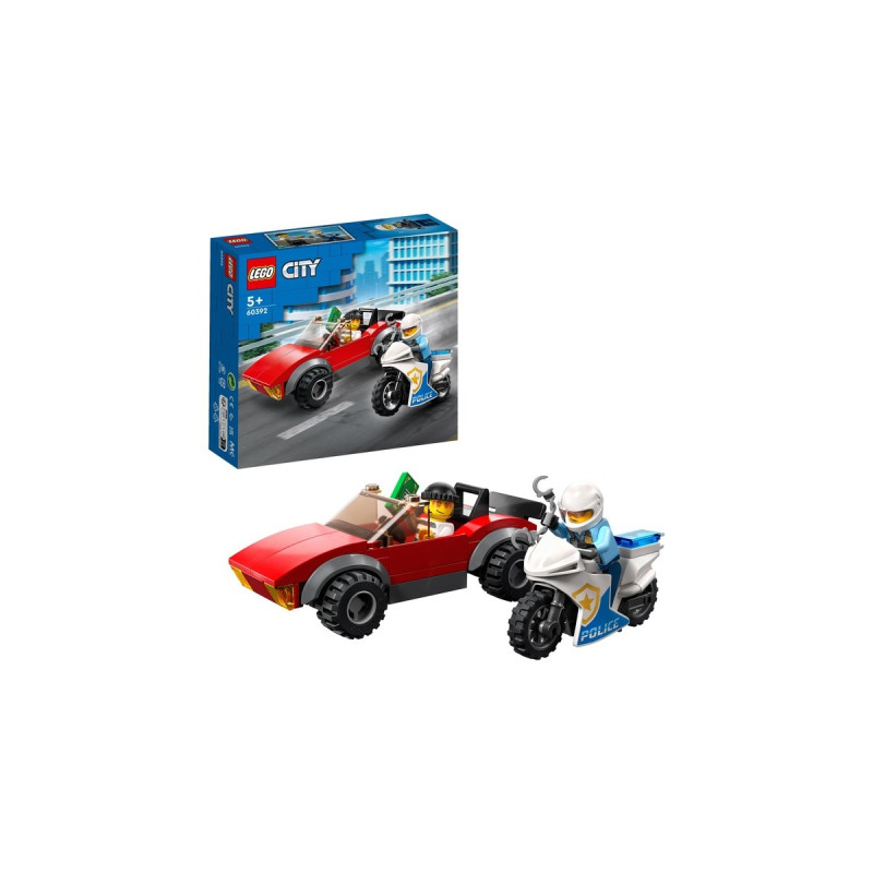 LEGO 60392 City Verfolgungsjagd mit dem Polizeimotorrad, Konstruktionsspielzeug