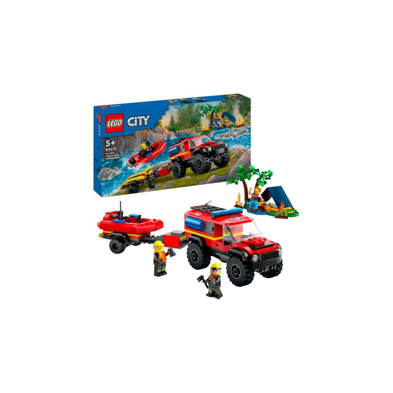 LEGO 60412 City Feuerwehrgeländewagen mit Rettungsboot, Konstruktionsspielzeug