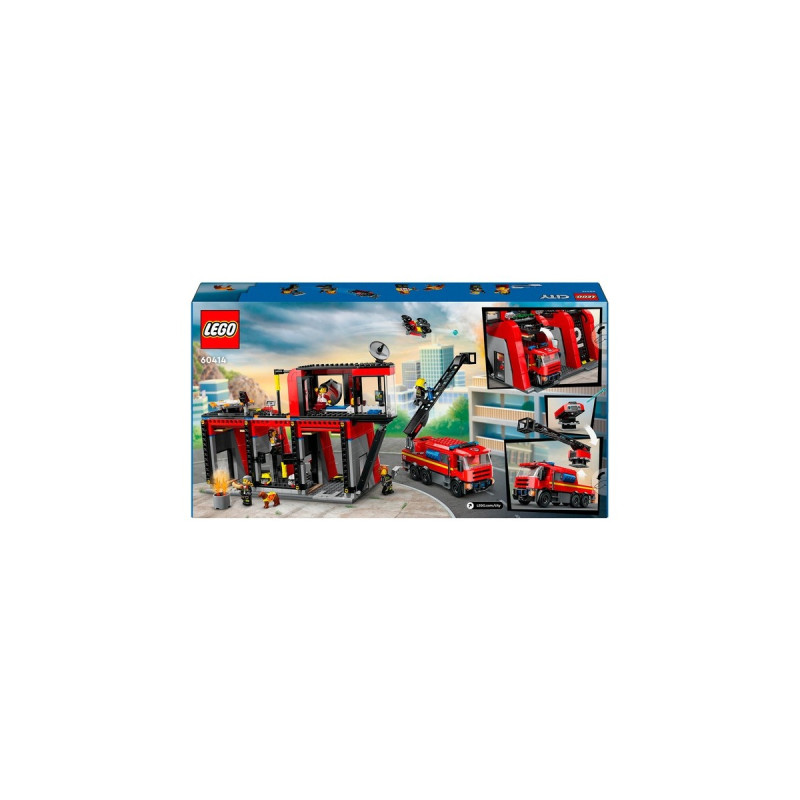 LEGO 60414 City Feuerwehrstation mit Drehleiterfahrzeug, Konstruktionsspielzeug