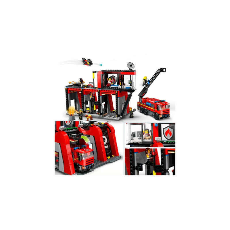 LEGO 60414 City Feuerwehrstation mit Drehleiterfahrzeug, Konstruktionsspielzeug