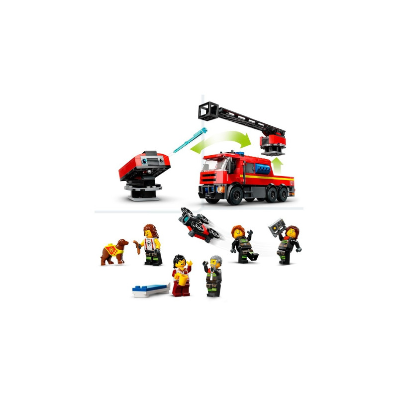 LEGO 60414 City Feuerwehrstation mit Drehleiterfahrzeug, Konstruktionsspielzeug