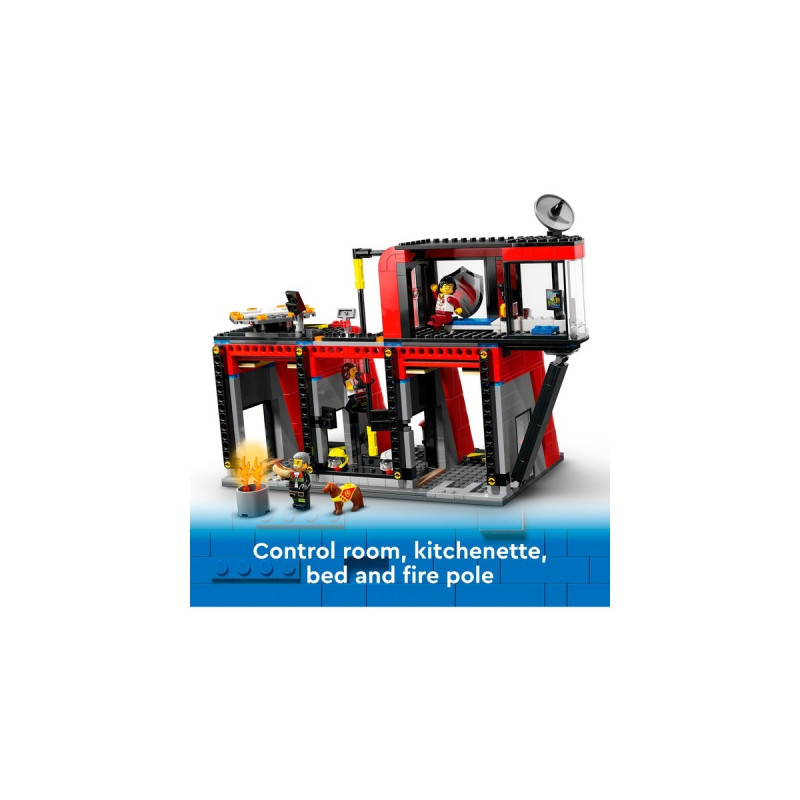 LEGO 60414 City Feuerwehrstation mit Drehleiterfahrzeug, Konstruktionsspielzeug