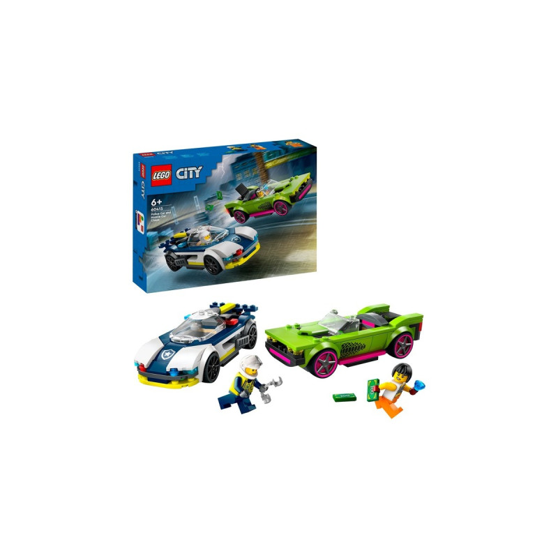 LEGO 60415 City Verfolgungsjagd mit Polizeiauto und Muscle Car, Konstruktionsspielzeug