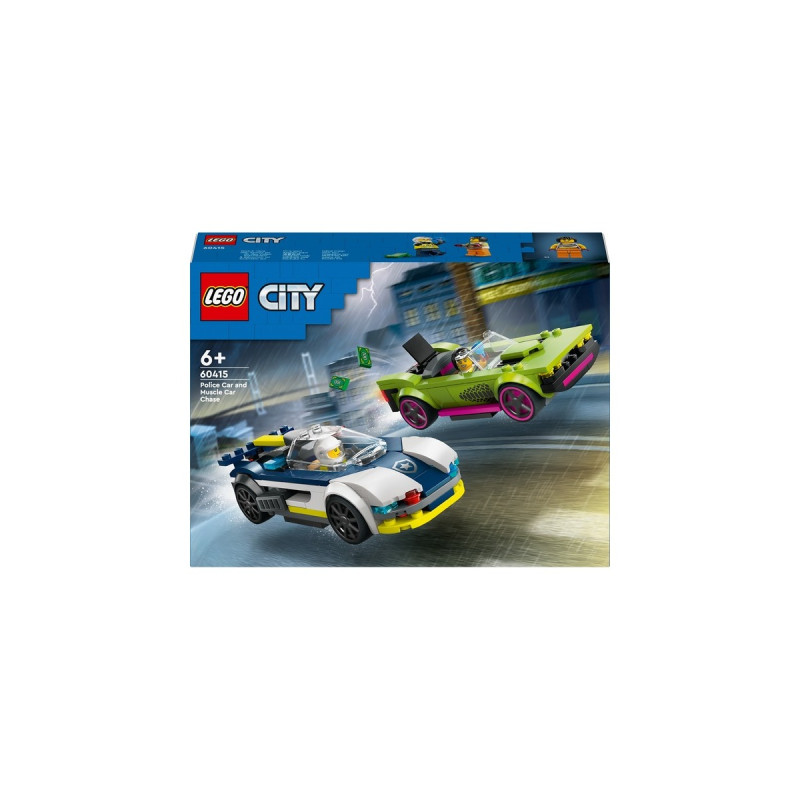 LEGO 60415 City Verfolgungsjagd mit Polizeiauto und Muscle Car, Konstruktionsspielzeug