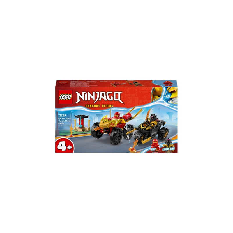LEGO 71789 Ninjago Verfolgungsjagd mit Kais Flitzer und Ras' Motorrad, Konstruktionsspielzeug