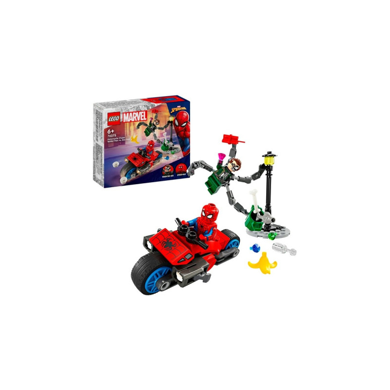 LEGO 76275 Marvel Super Heroes Motorrad-Verfolgungsjagd: Spider-Man vs. Doc Ock, Konstruktionsspielzeug