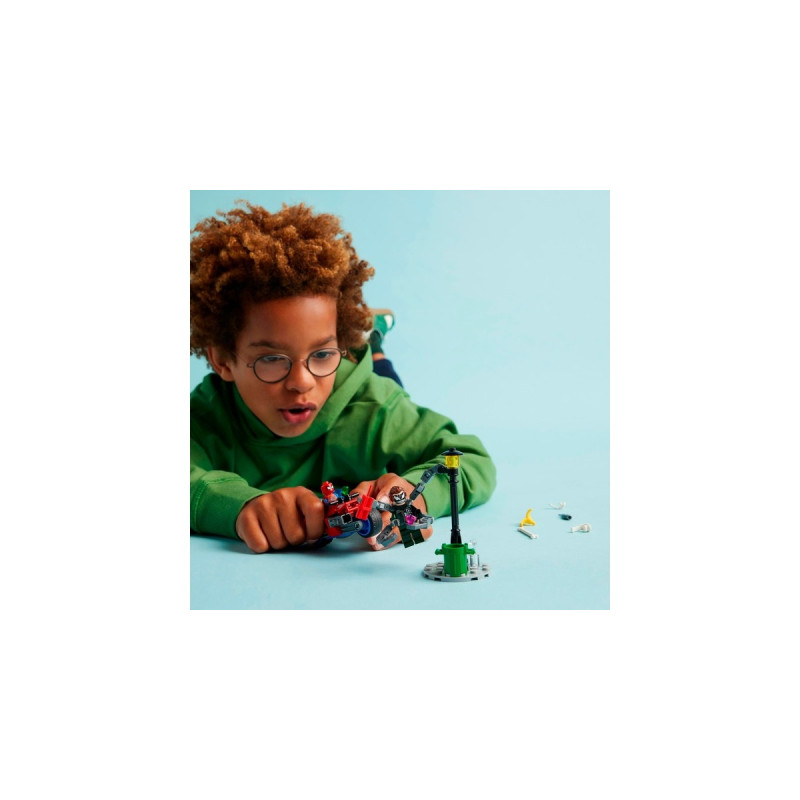 LEGO 76275 Marvel Super Heroes Motorrad-Verfolgungsjagd: Spider-Man vs. Doc Ock, Konstruktionsspielzeug