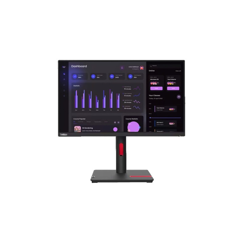 Lenovo ThinkVision T24i-30, LED-Monitor(60.5 cm (23.8 Zoll), schwarz, Full HD, IPS, HDMI, DisplayPort, VGA, Pivot)