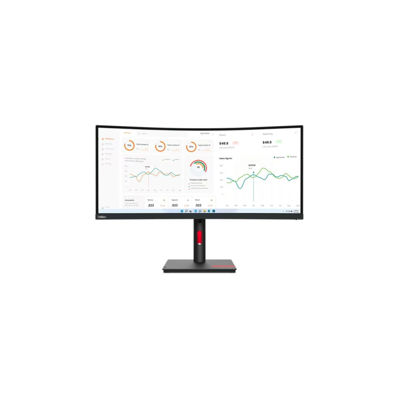 Lenovo ThinkVision T34w-30, LED-Monitor(86 cm (34 Zoll), WQHD, VA, Curved, HDMI)