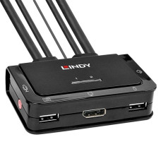 Lindy 2 Port DisplayPort 1.2, USB 2.0 & Audio Cable KVM Switch, KVM-Switch(schwarz)