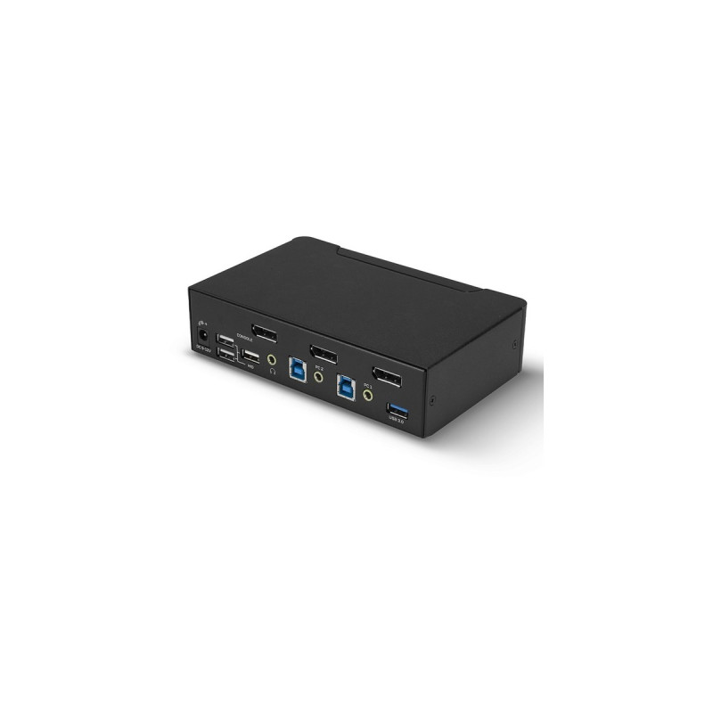 Lindy 2 Port KVM Switch, DisplayPort 1.4, USB 3.0 & Audio, KVM-Switch(schwarz)