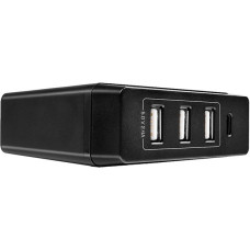 Lindy 4 Port USB Type C & A Smart Charger mit Power Delivery, 72W, Ladegerät(schwarz)