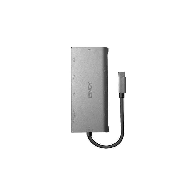 Lindy DST-Mini Plus, Dockingstation(aluminium, mit 4K HDMI, VGA Support & 100W Pass-Through-Laden)
