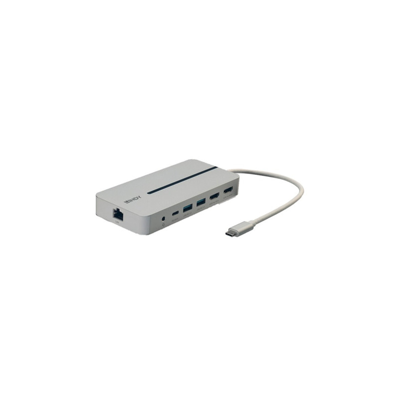 Lindy DST-Mx Duo, Dockingstation(2x 4K HDMI, PD 3.0 100W, USB 3.2 Gen 1, Gigabit Ethernet, Audio)