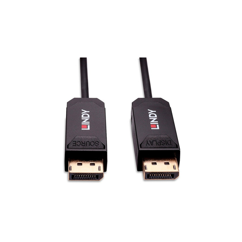 Lindy Fibre Optic Hybrid DisplayPort 2.0 UHBR10 Kabel(schwarz, 20 Meter, AOC-Kabel, 8K 60Hz)