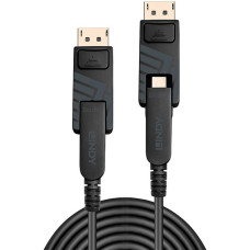 Lindy Fibre Optic Hybrid Mini DisplayPort 1.4 Kabel(schwarz, 10 Meter, mit abnehmbaren DisplayPort-Steckern)