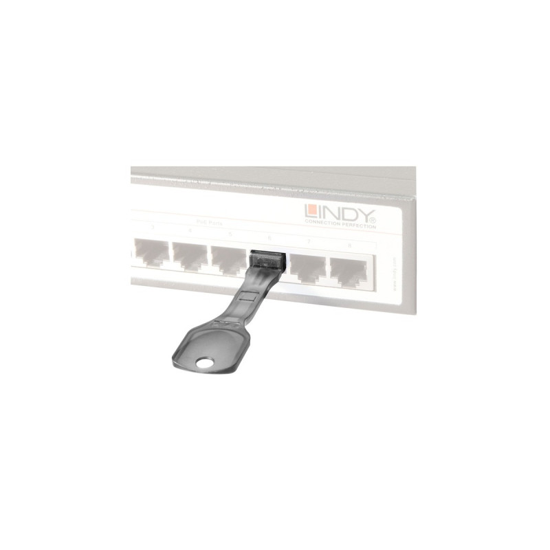 Lindy RJ45 Port Schloss 10x mit Schlüssel, Einsteckschloss(schwarz)