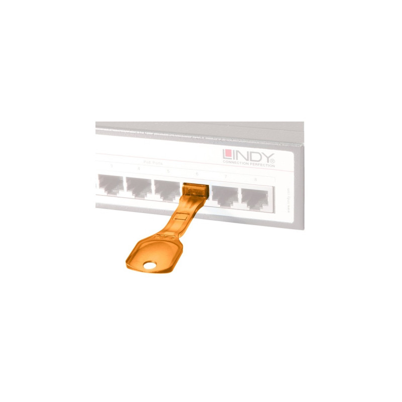 Lindy RJ45 Port Schloss (10 Stück) mit Schlüssel, Diebstahlschutz(orange, Code: Orange)