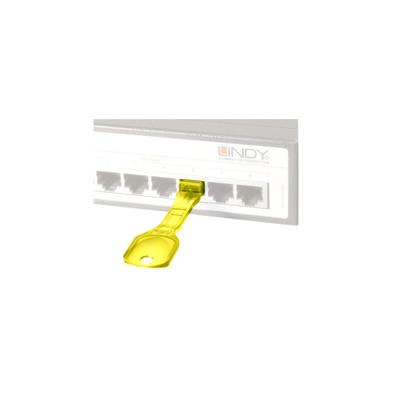 Lindy RJ45 Port Schloss (10 Stück) mit Schlüssel, Diebstahlschutz(gelb, Code: Gelb)