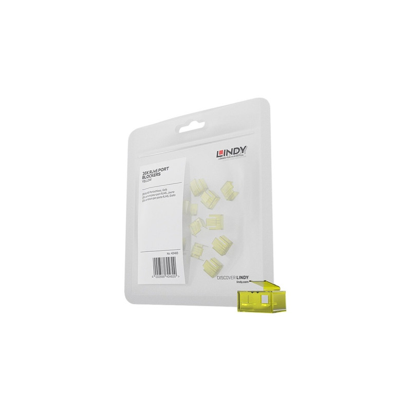 Lindy RJ45 Port Schloss (20 Stück) ohne Schlüssel, Diebstahlschutz(gelb, Code: Gelb)