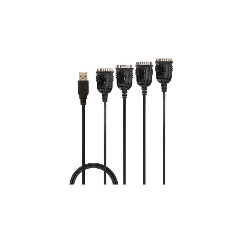 4x Seriell RS232 Stecker(schwarz, 94cm)