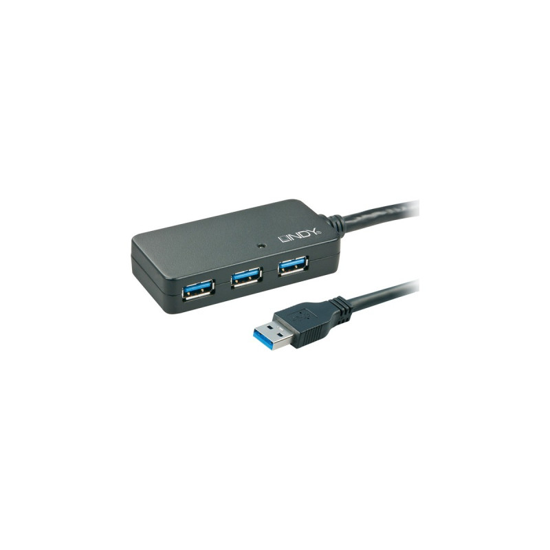 3x USB-A Buchse, USB-Hub(schwarz, 10 Meter)