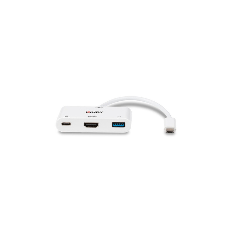 USB-A + USB-C Buchse + HDMI-Buchse, USB-Hub(weiß, 18cm, PD 3.0, Laden mit bis zu 100 Watt)
