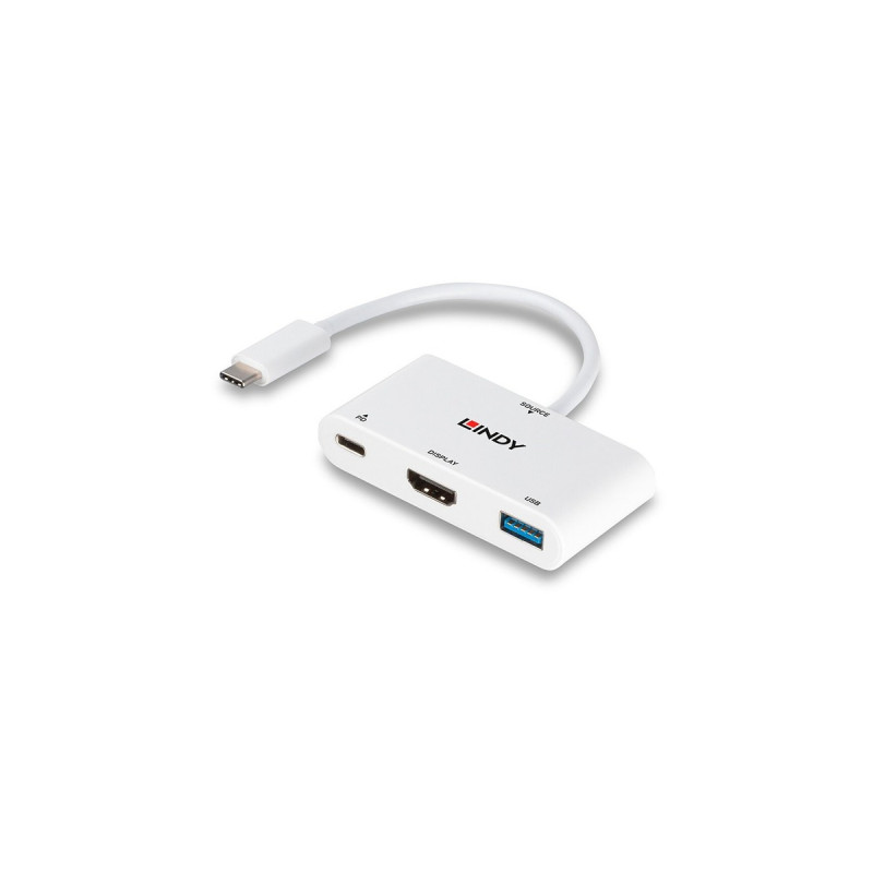 USB-A + USB-C Buchse + HDMI-Buchse, USB-Hub(weiß, 18cm, PD 3.0, Laden mit bis zu 100 Watt)