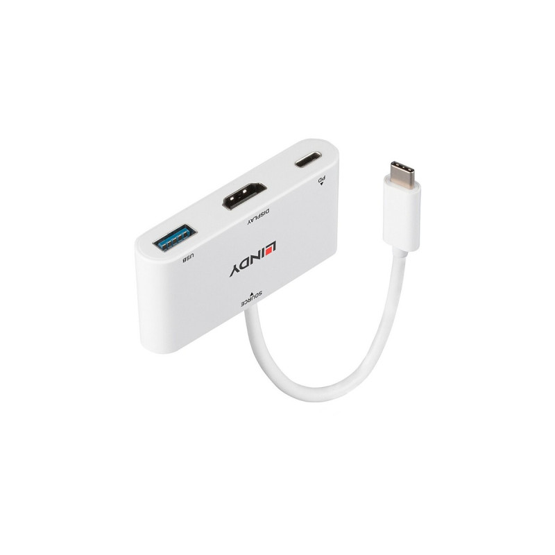 USB-A + USB-C Buchse + HDMI-Buchse, USB-Hub(weiß, 18cm, PD 3.0, Laden mit bis zu 100 Watt)