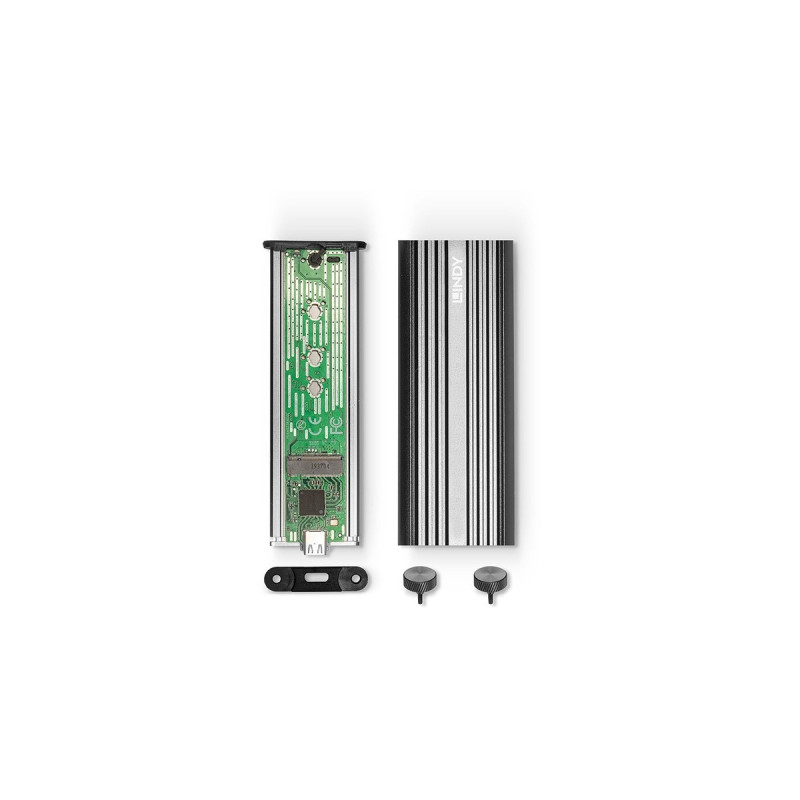 Lindy USB 3.2 Gen 2x2 NVMe M.2 SSD, Laufwerksgehäuse(silber)