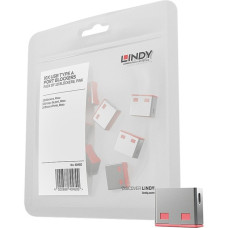 Lindy USB Port Schloss (10 Stück) ohne Schlüssel, Diebstahlschutz(rot, Code: ROT)