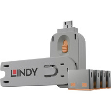 Lindy USB Port Schloss (4 Stück) mit Schlüssel, Diebstahlschutz(orange, Code: ORANGE)