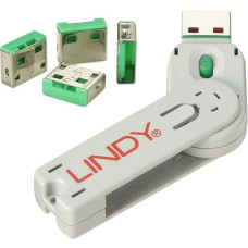 Lindy USB Port Schloss (4 Stück) mit Schlüssel, Diebstahlschutz(grün, Code: grün)