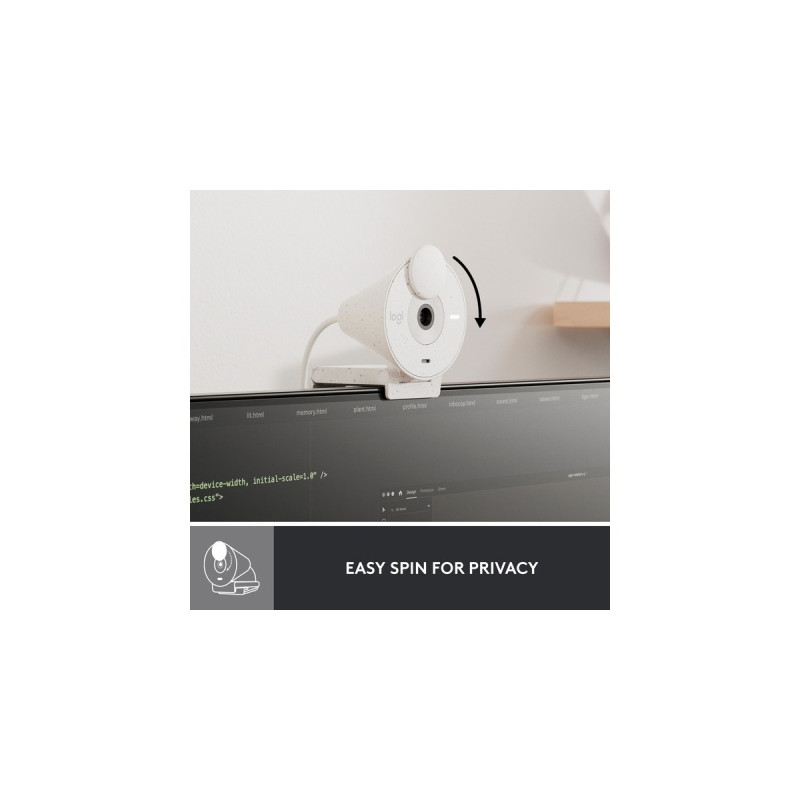 Logitech Brio 300, Webcam(weiß, Off White, Outlet)