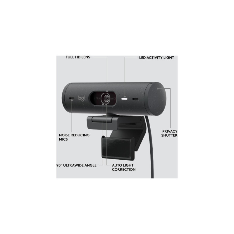 Logitech Brio 500, Webcam(schwarz, Graphite)