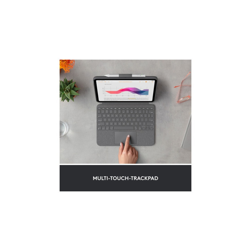 Logitech Combo Touch, Tastatur(grau, DE-Layout, Scissor-Switch, für iPad 10. Generation)